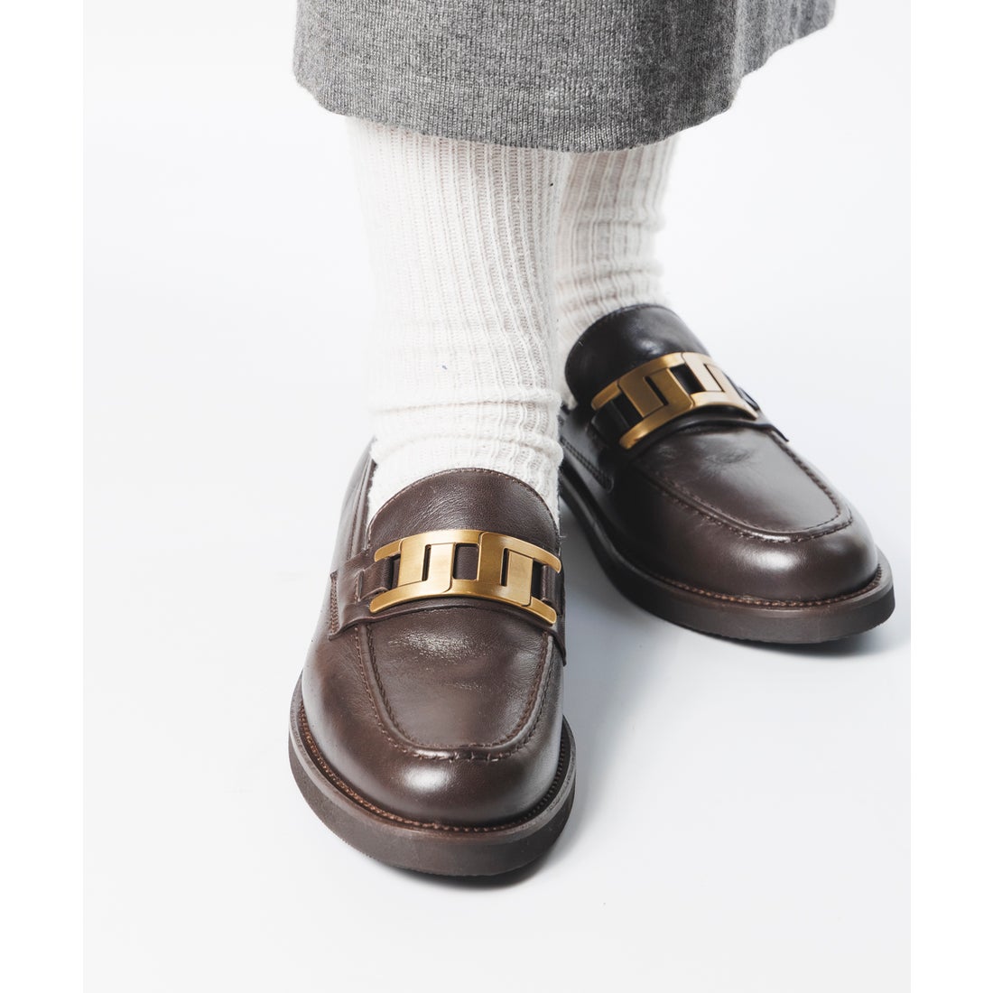 ルカ グロッシ Luca Grossi メタルパーツローファー （ダークブラウン