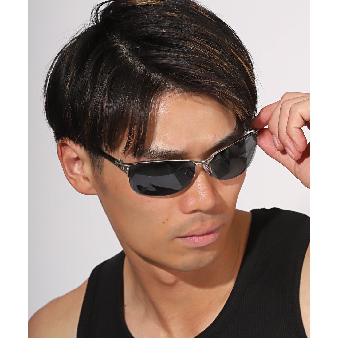 ラグスタイル LUXSTYLE UVカットメタルフレームスクエアサングラス