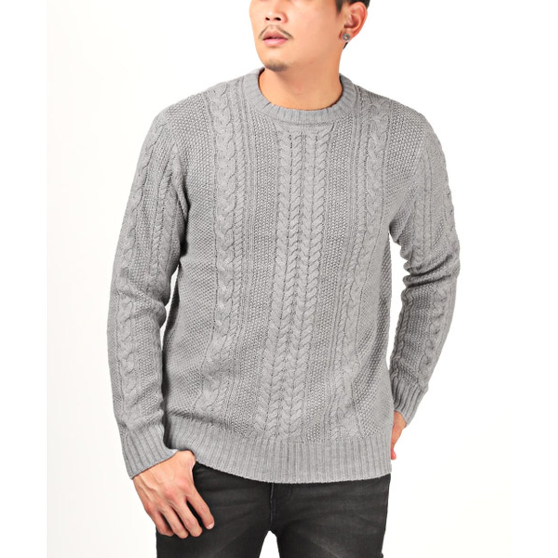 ラグスタイル LUXSTYLE 5GGケーブルクルーネックニット/ニット メンズ