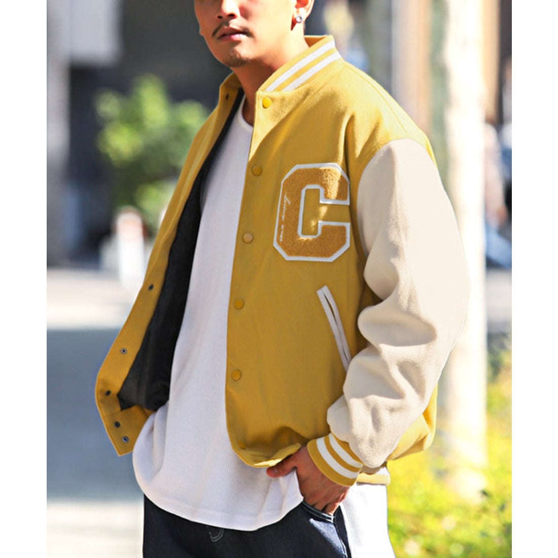 ラグスタイル LUXSTYLE ウールライクワッペンスタジャン/スタジャン