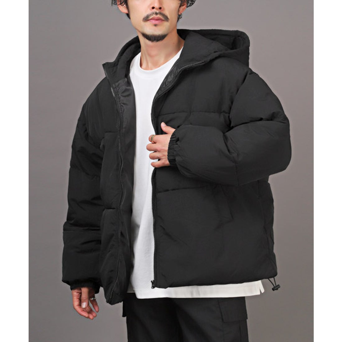 ラグスタイル LUXSTYLE フード付き中綿ナイロンジャケット/中綿