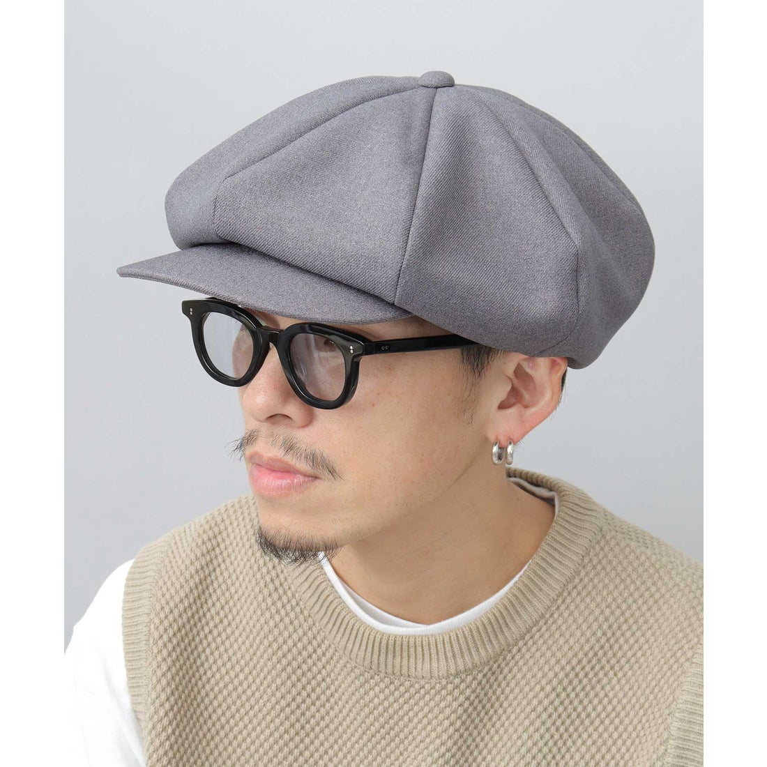 グレー系チェック ビッグアップル キャスケット グレー系チェック