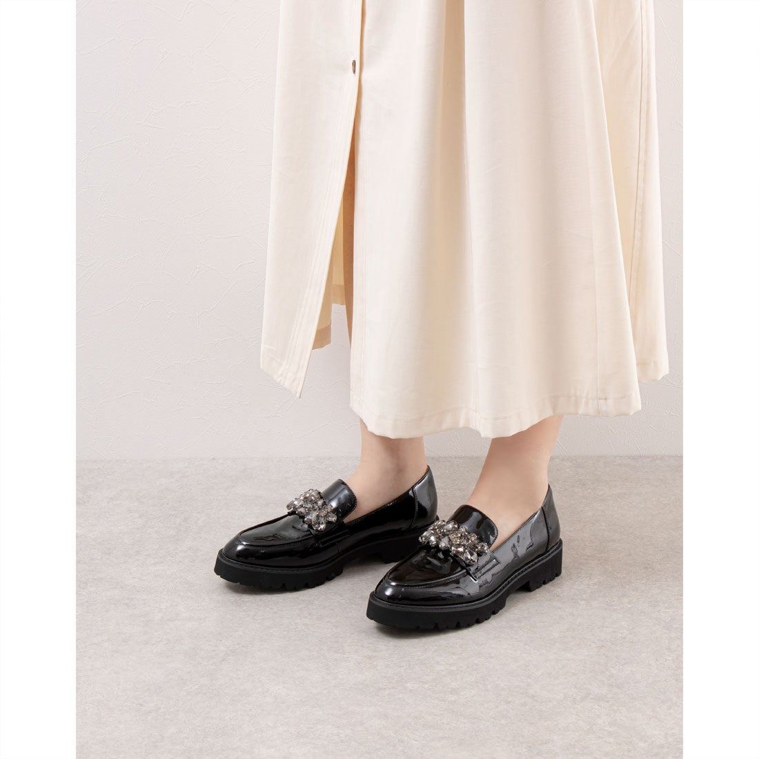 MODE ET JACOMO 厚底ビジューローファー （ブラック） -Mode et Jacomo