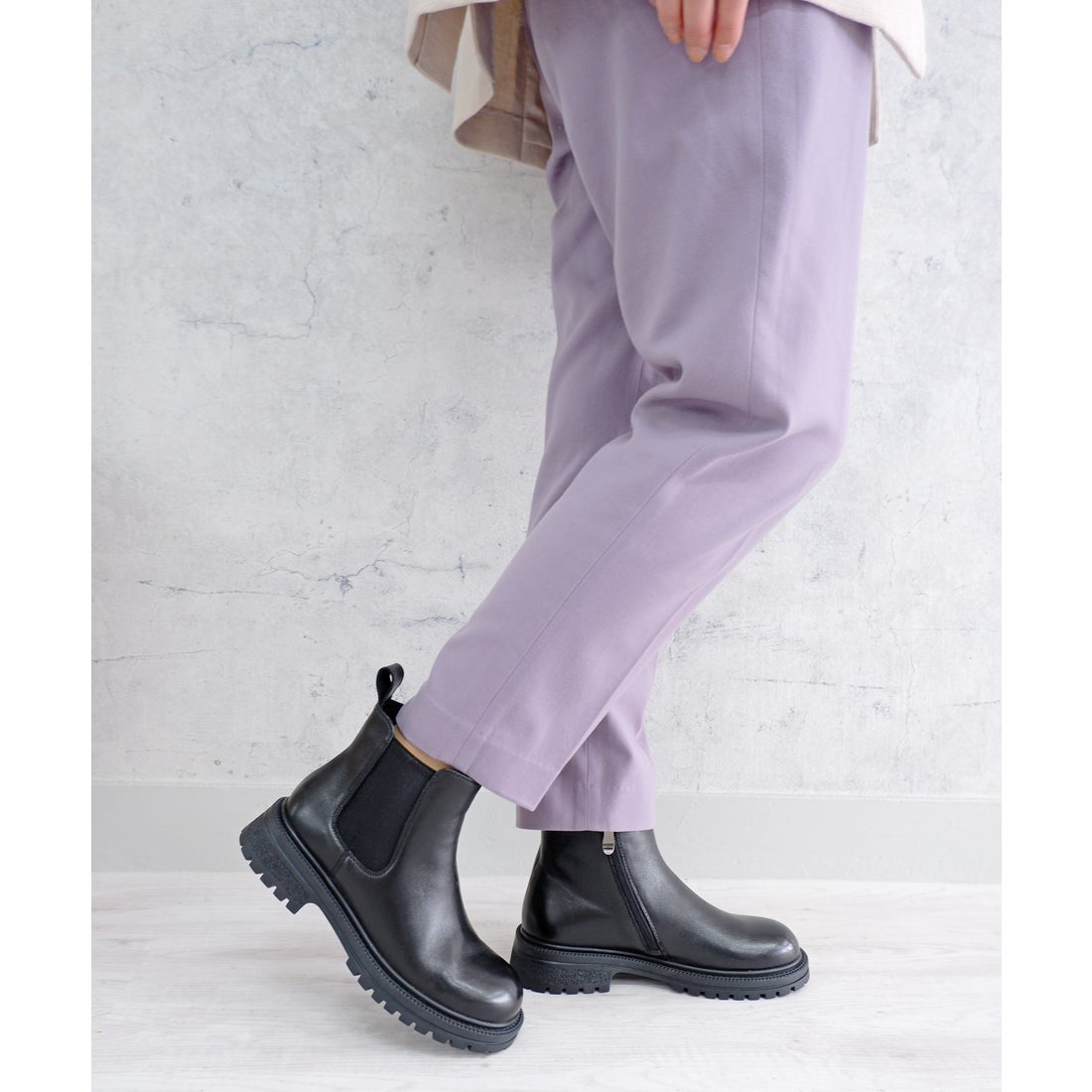 本革】 3E サイドゴアブーツ 55084 （ブラック） -モードカオリ MODE