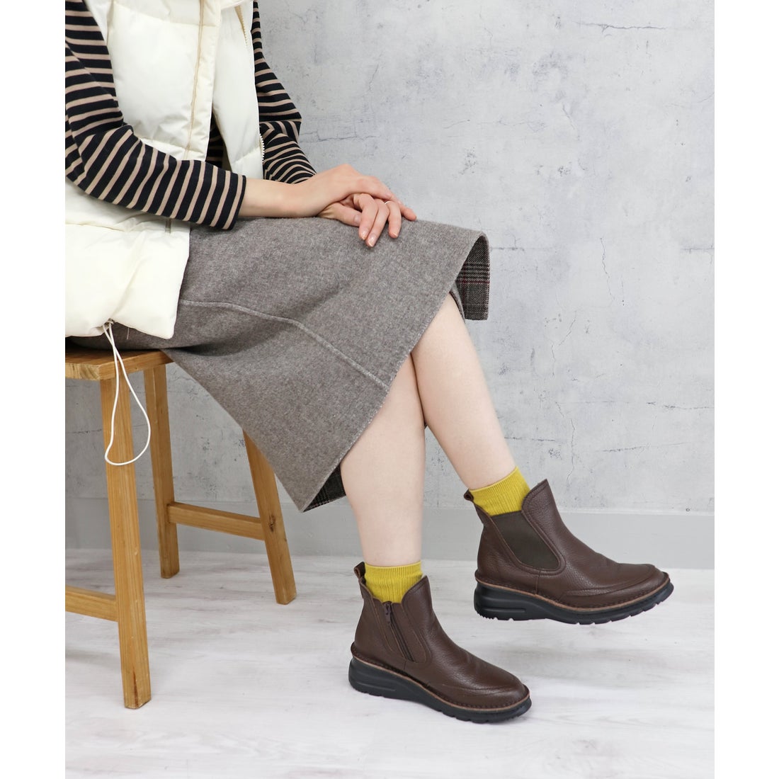 モード カオリ MODE KAORI 【本革】 【4E】撥水ショートサイドゴア