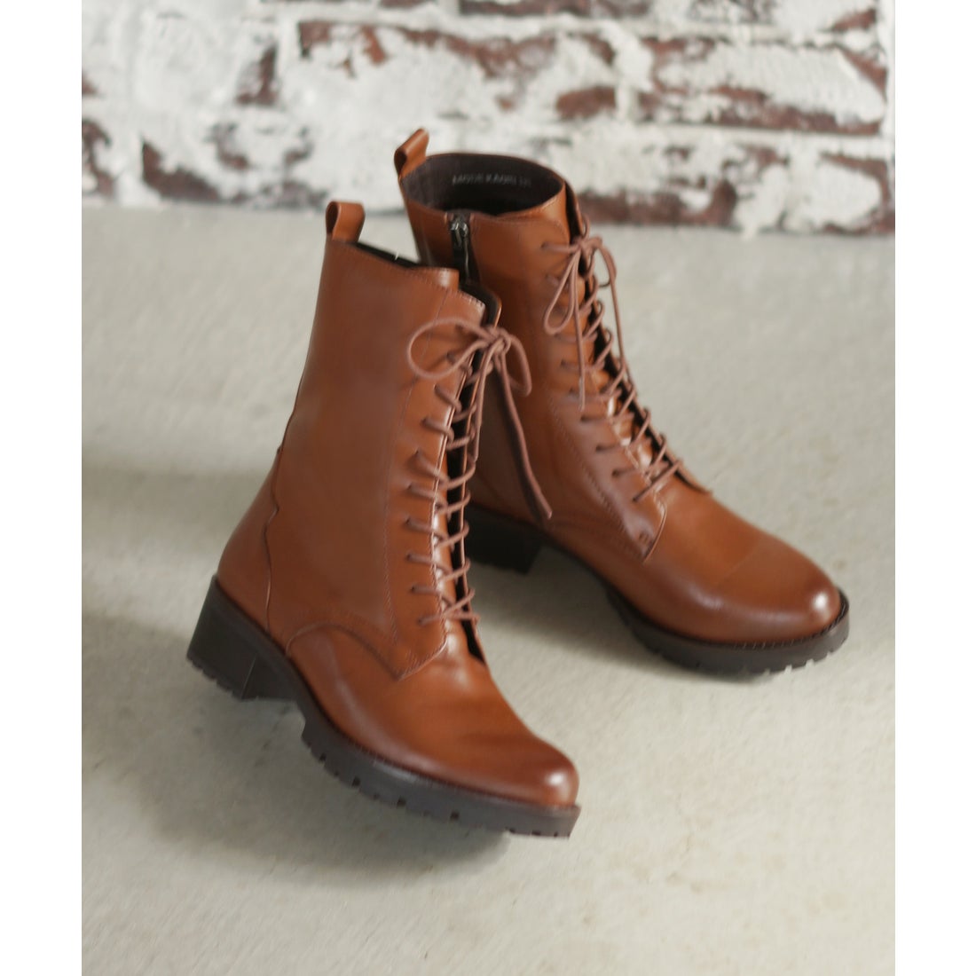 本革】 レースアップブーツ 21436 （マロンブラウン） -モードカオリ