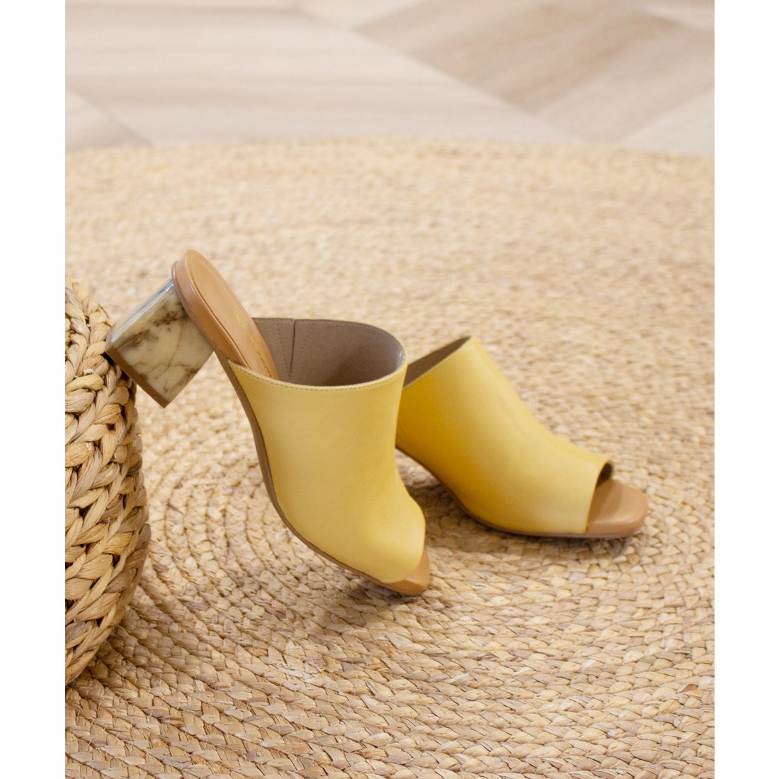 本革】 ミュール 7204 （ライトイエロー） -モードカオリ MODE KAORI