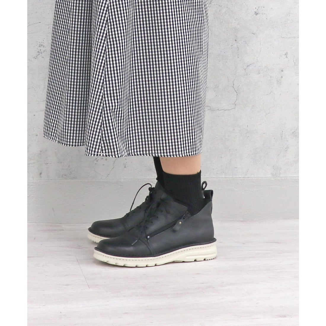 本革】 撥水レザースニーカー 6110 （ブラック） -モードカオリ MODE