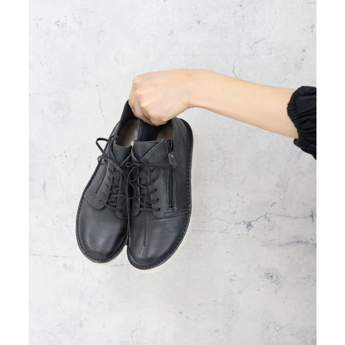 本革】 撥水レザースニーカー 6110 （ブラック） -モードカオリ MODE