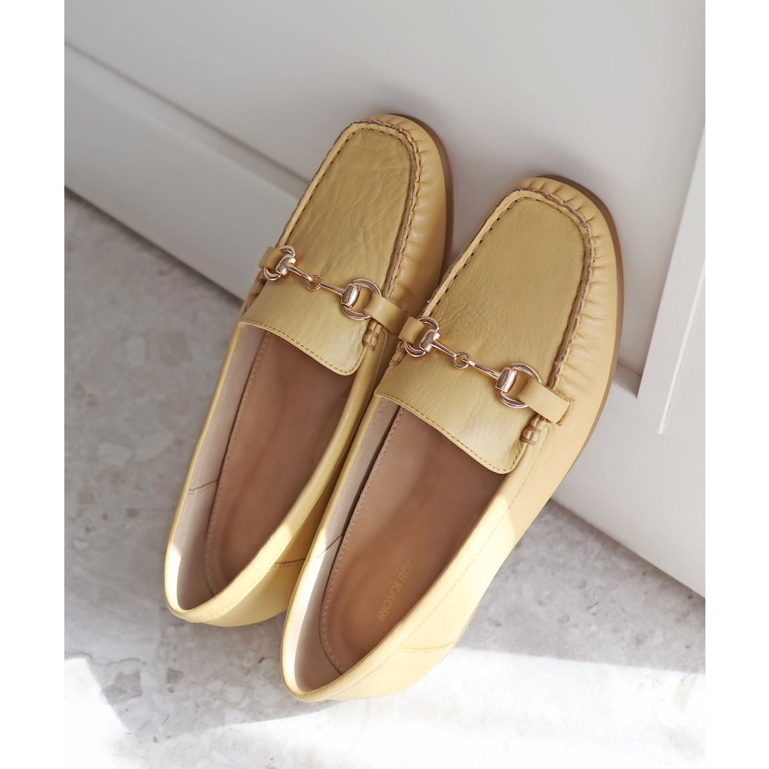 本革】 ビット付きローファーシューズ 6702 （イエロー） -モード