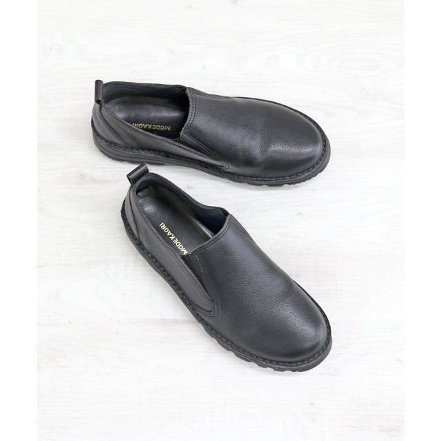 本革】 撥水レザースニーカー 6105 （ブラック/ブラック） -モード