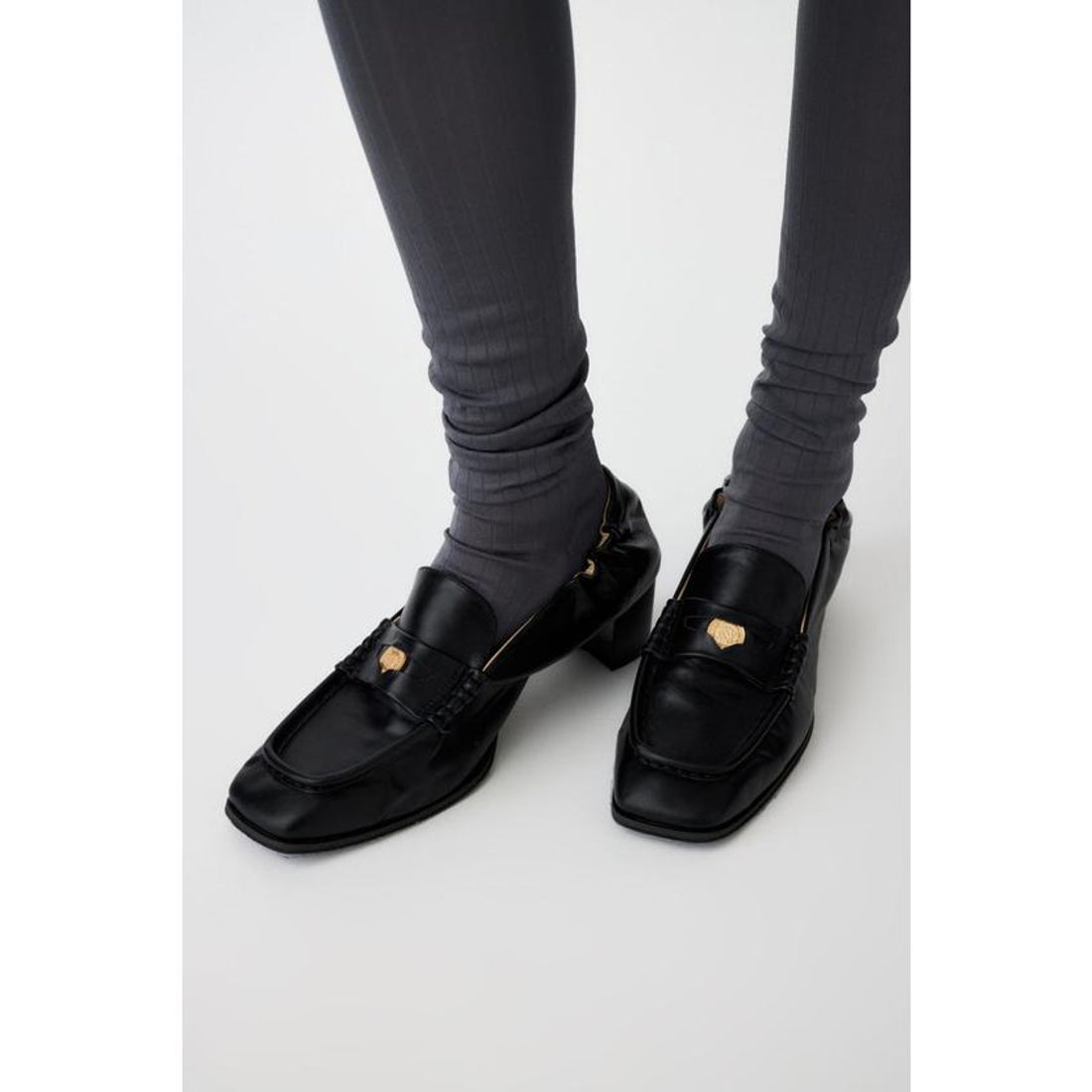 マウジー MOUSSY SQUARE TOE LOAFER ヒール （BLK） - ファッション