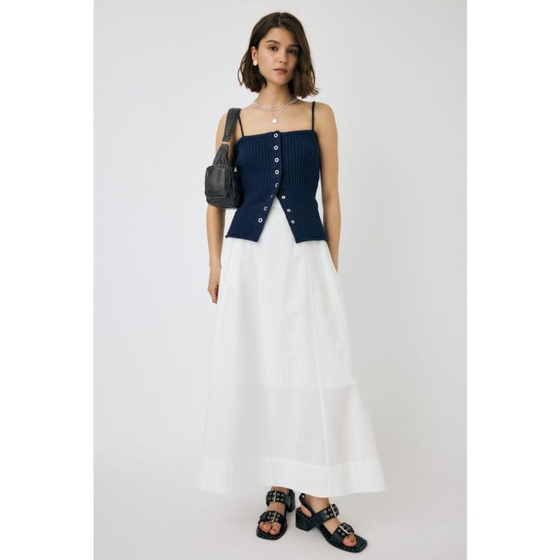 マウジー MOUSSY FRONT BUTTON ニットキャミ （BLK） - ファッション