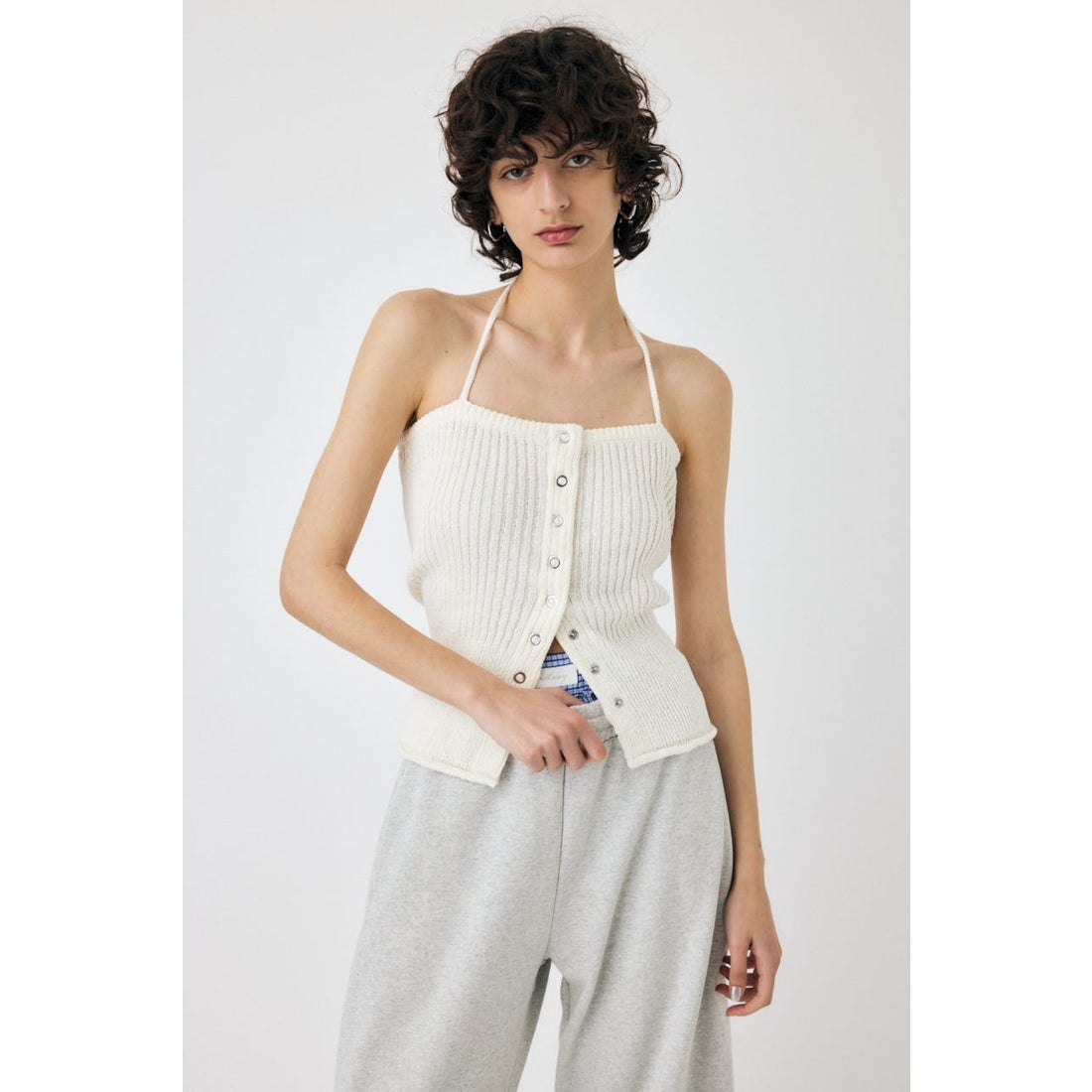 MOUSSY FRONT BUTTON ニットキャミ WHT -ファッション通販 FASHION WALKER