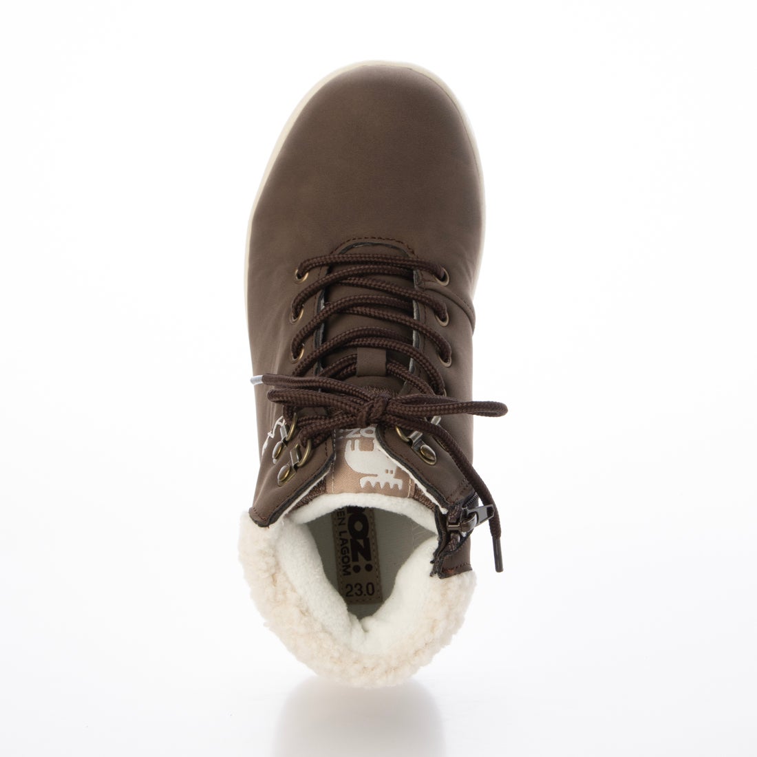 モズ moz 3cm4時間防水・撥水履き口ボアレースアップブーツ （ブラウン