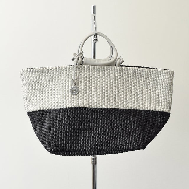 マルコ マージ MARCO MASI レザーハンドルラフィアバッグ （ブラック