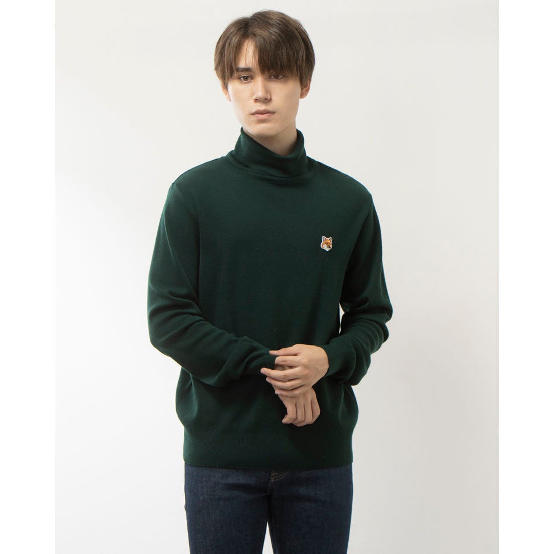 メゾンキツネ MAISON KITSUNE タートルニット （DEEP GREEN