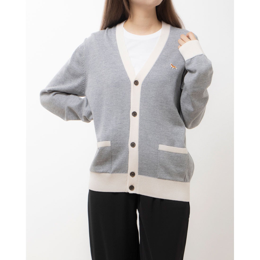 メゾンキツネ MAISON KITSUNE カーディガン（Gray） -靴＆ファッション