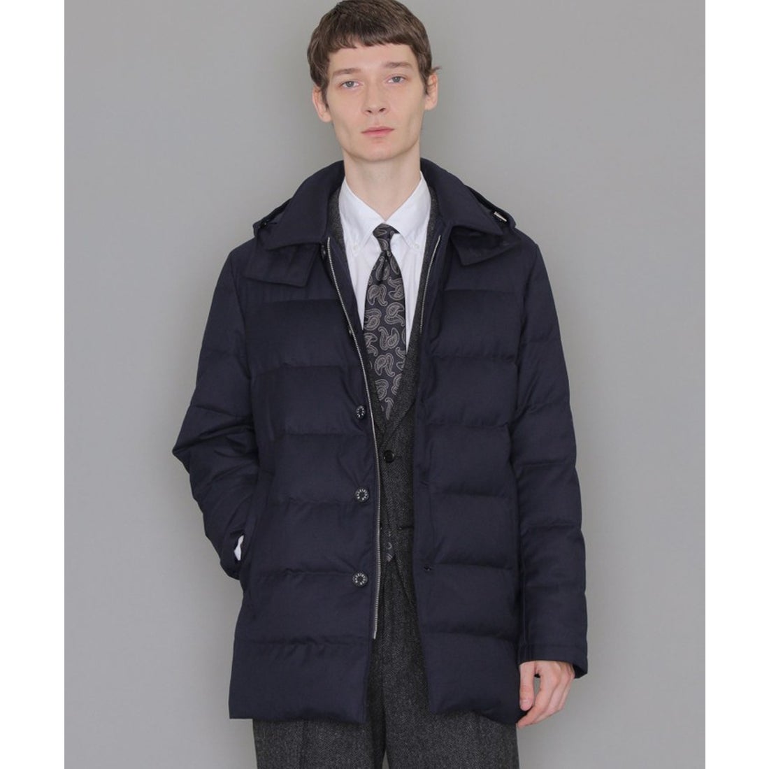 マッキントッシュ オッカーバン ダウン ネイビー 現行 38 M 004 紺