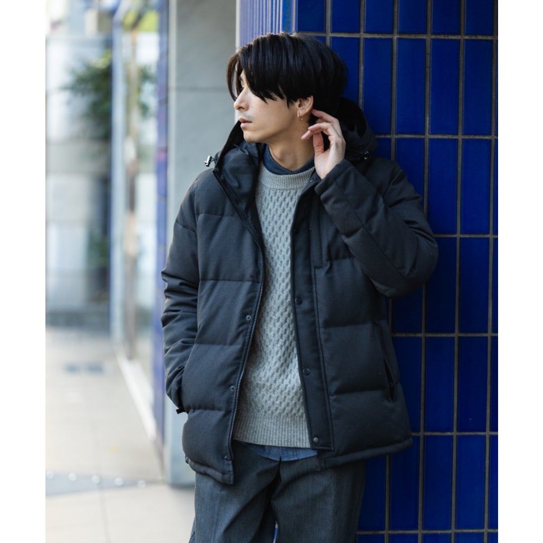 マックハウス Mac-House NAVY ネイビー ウールライクダウンジャケット