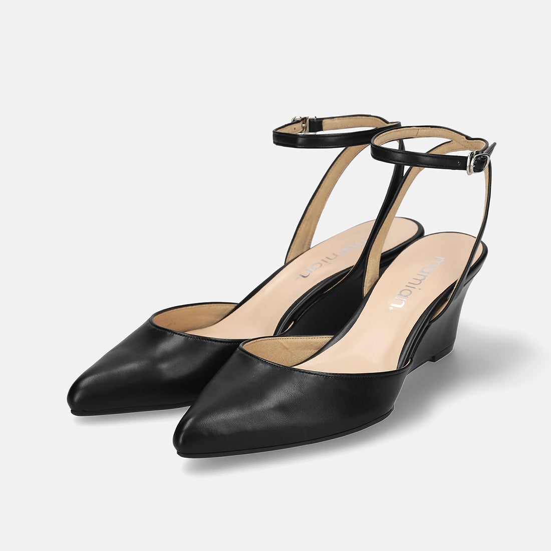 マミアン mamian 6.0cm アンクルストラップウェッジソールパンプス