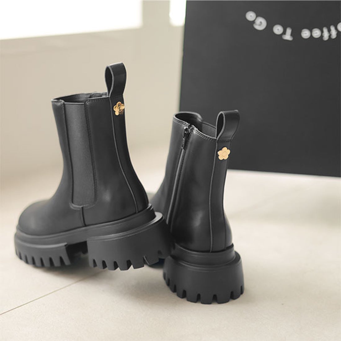 マリークワント MARY QUANT メタルデイジーサイドゴア ブーツ