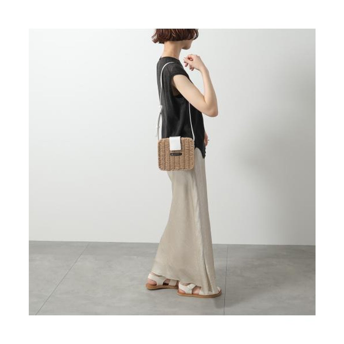 MARNI マルニ ストライプ かごバッグ エクリュ(ソフトベージュ) MARNI