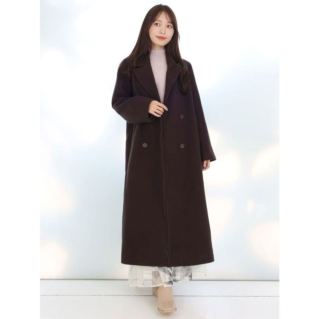 MERCURYDUO ウールチェスターコート（ブラウン） -ファッション通販