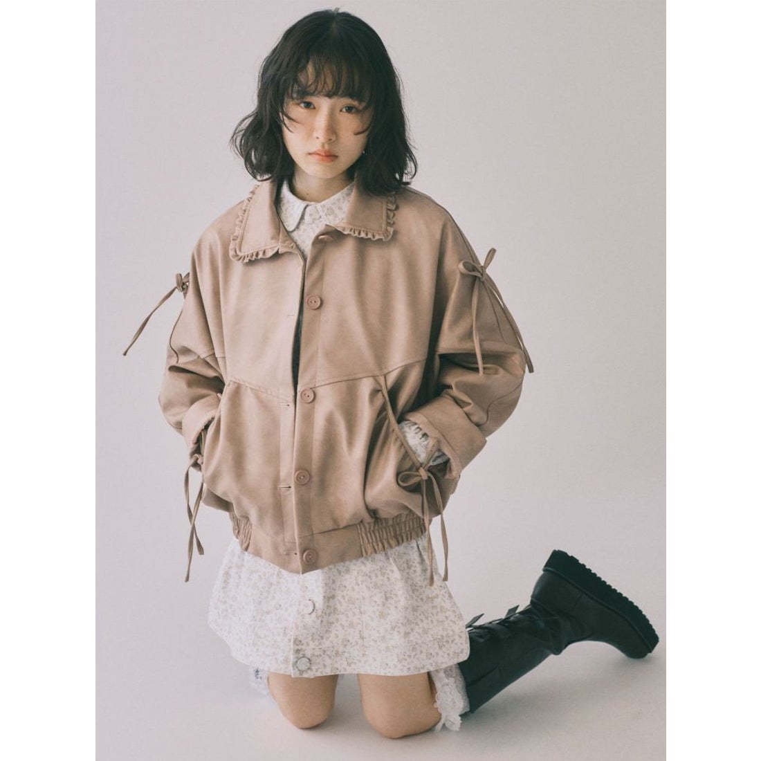 メリージェニー merry jenny ギャザーリボンジャケット （ピンク