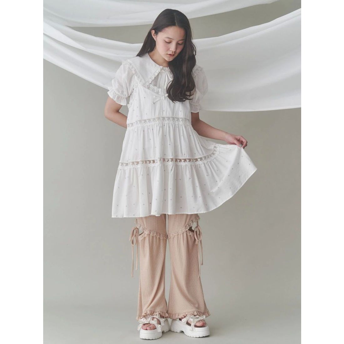 メリージェニー merry jenny flowerフレアベビードール （ブルー） -靴