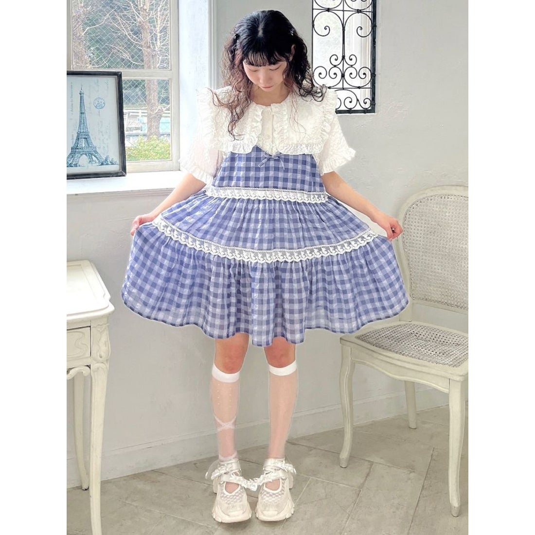 メリージェニー merry jenny checkフレアベビードール （ベージュ