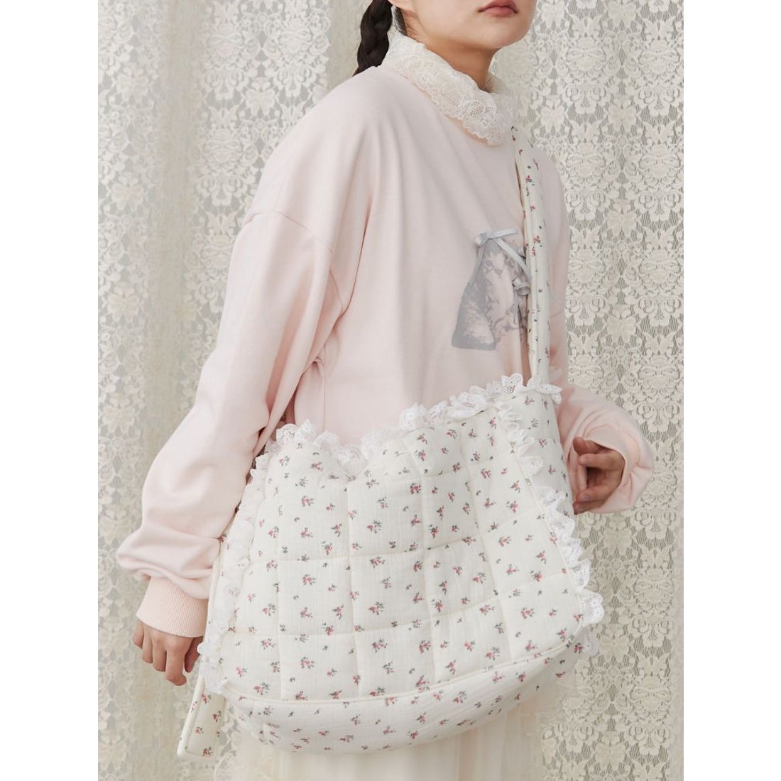 メリージェニー merry jenny お花のガーゼキルトショルダーバッグ