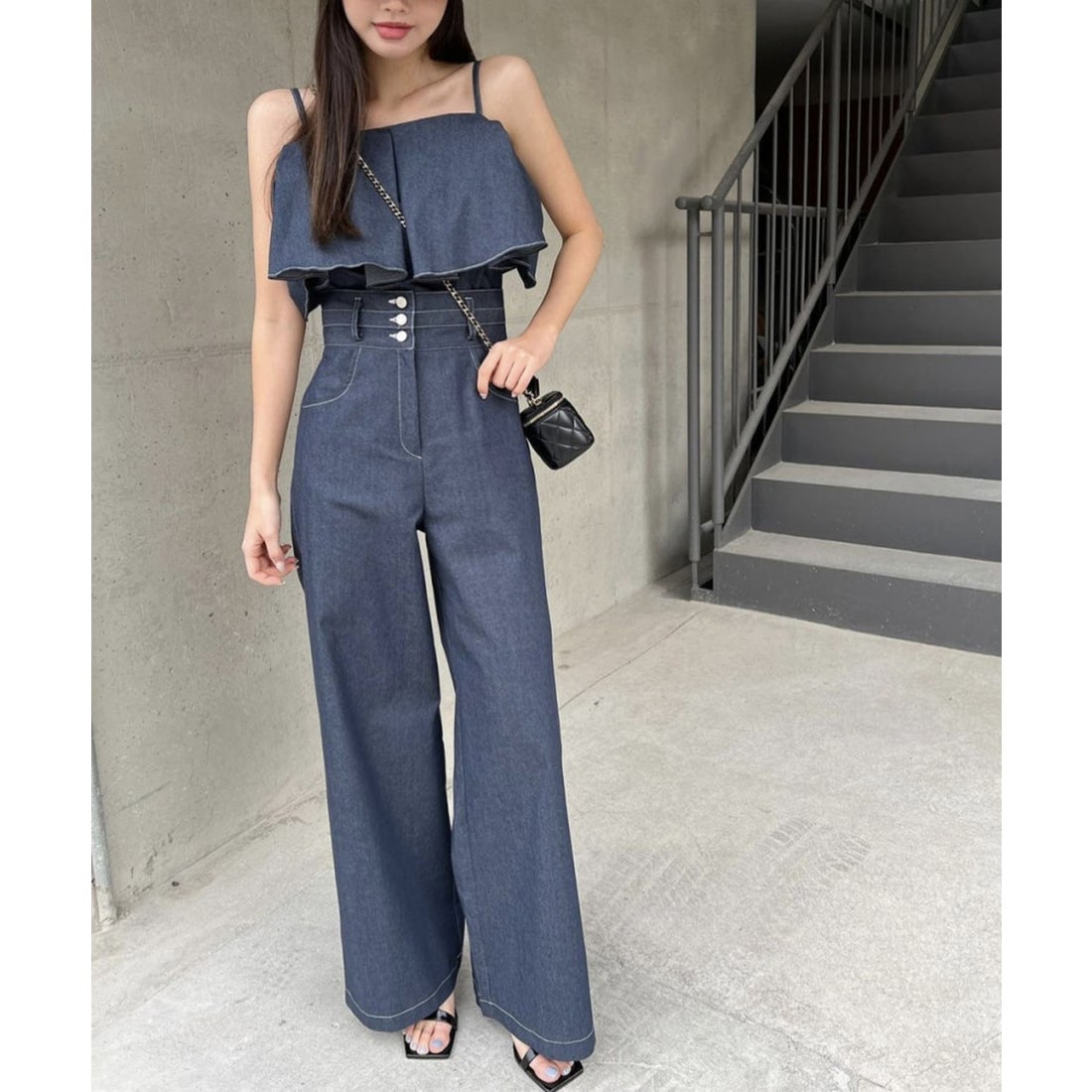 GANNI 】デニムフリルキャミソール GANNI 】デニムフリルキャミソール