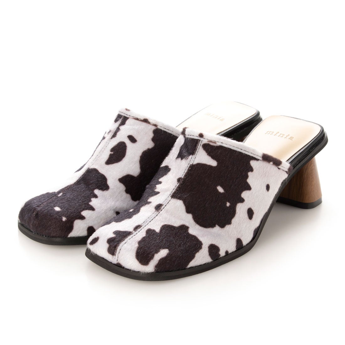 ミニア minia くったりフェイクレザーのスクエアサボサンダル/ミュール