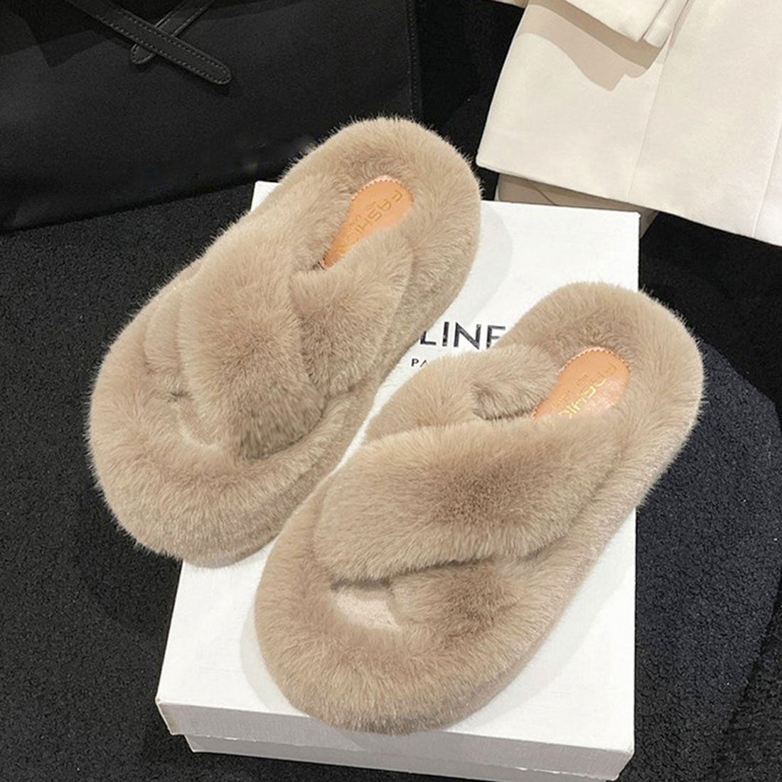 miniministore ファーサンダル 厚底 韓国ファースリッパ -靴