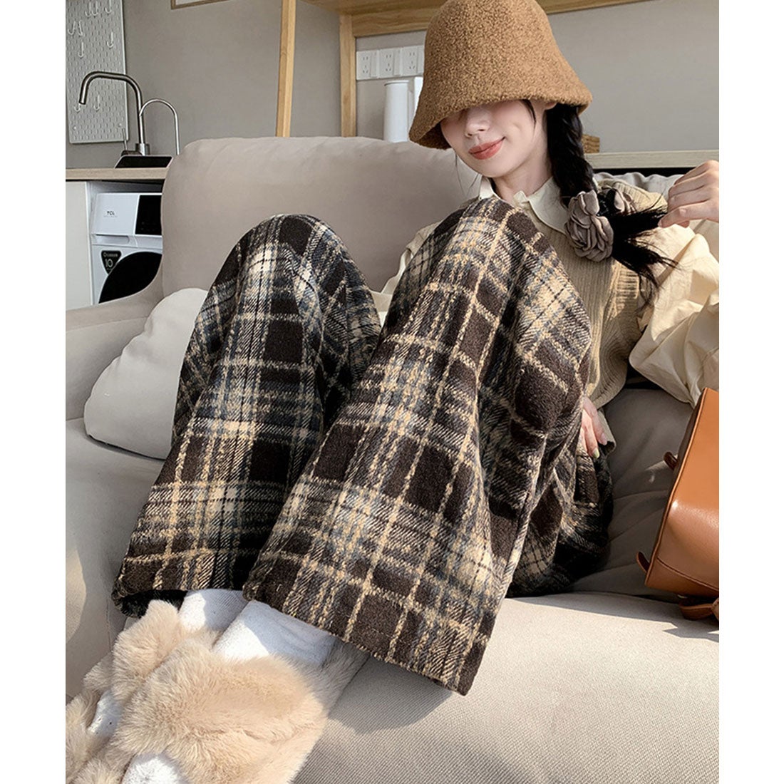 miniministore ワイドパンツ チェック柄 レディース - ファッション