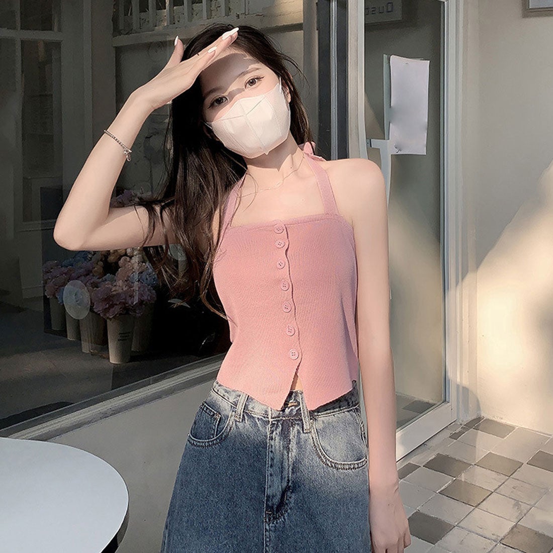 miniministore ホルターネック キャミソール ニット 夏 -ファッション