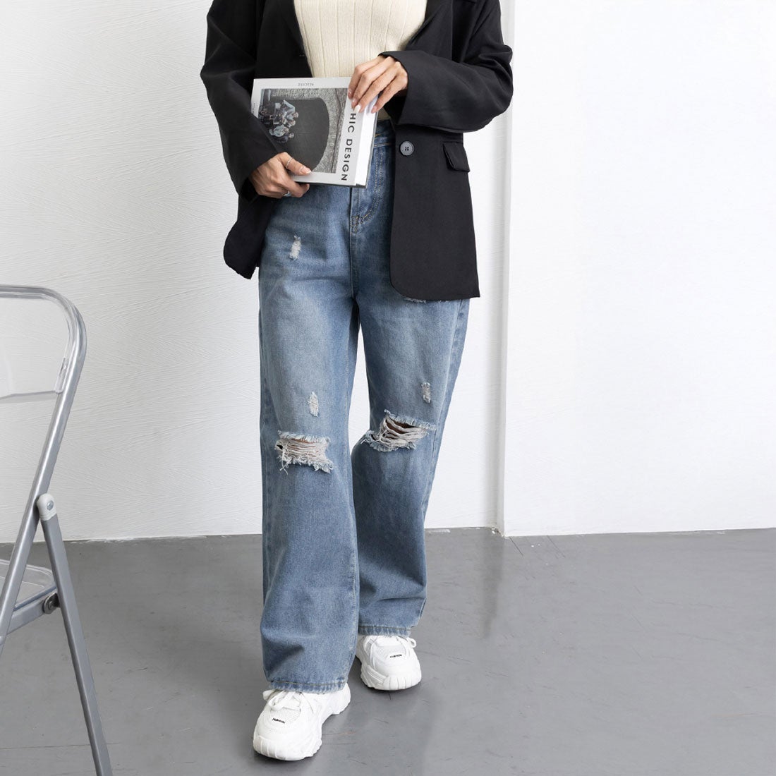 miniministore ダメージデニムレディースクラッシュデニム