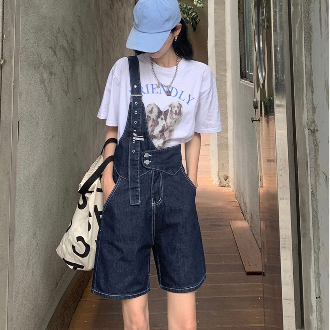 miniministore デニムサロペット ショートオーバーオール