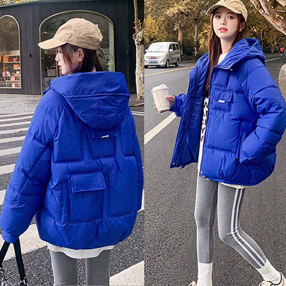 miniministore 中綿フェイクダウンジャケット フード付き