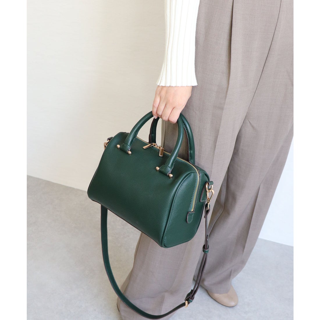 ミアン MIAN PIERIS / 2wayミニボストンバッグ（ダークグリーン） -靴