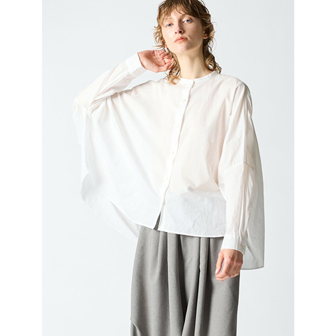 ミズイロインド mizuiro ind mizuiro ind バックギャザーワイドシャツ