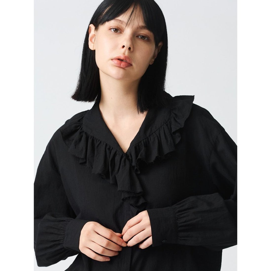 ミズイロインド mizuiro ind mizuiro ind フリルカラーシャツ