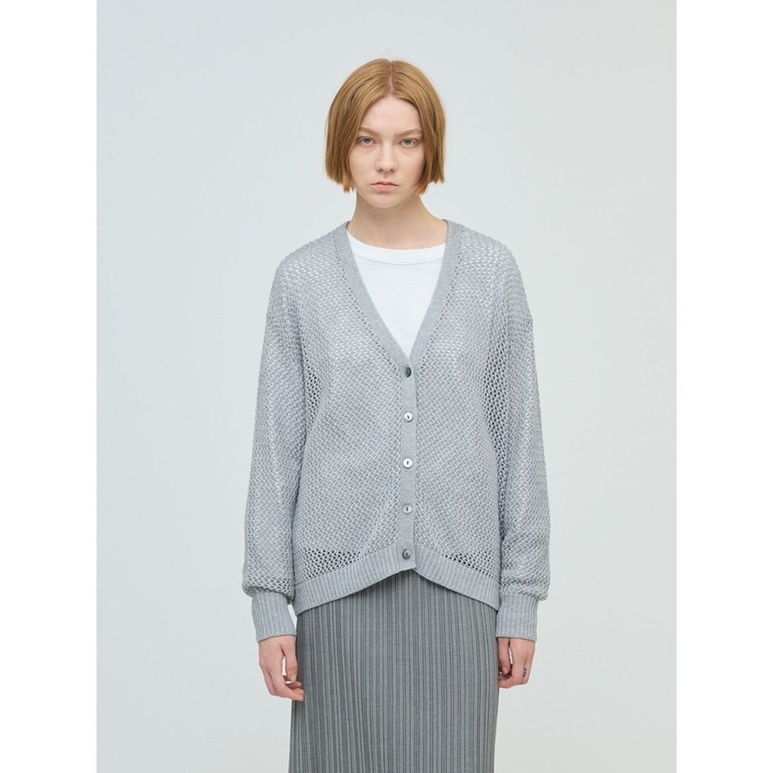 ミズイロインド mizuiro ind mizuiro ind メッシュVネックカーディガン