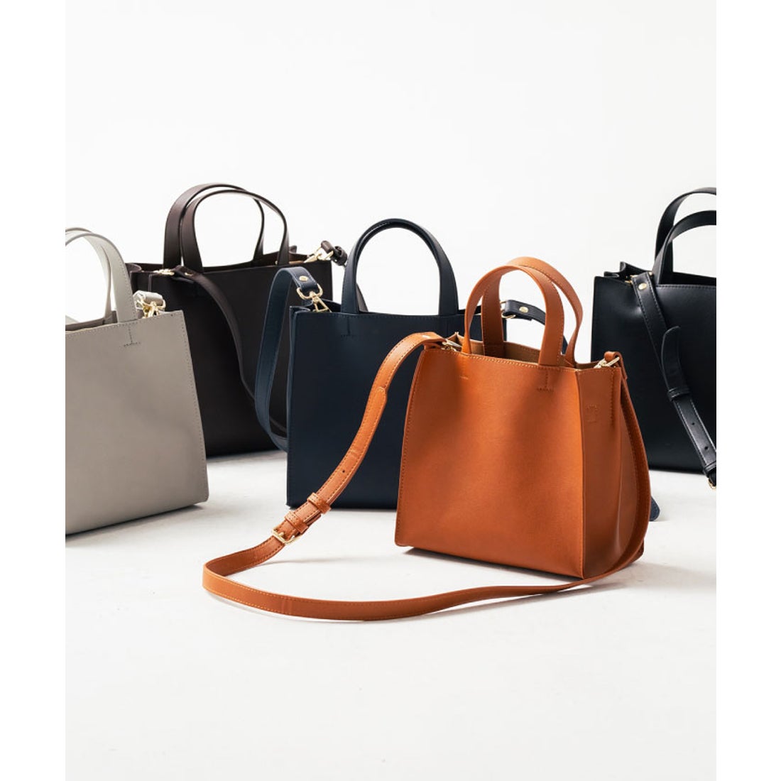 MURA PUレザー スクエア 高見え ショルダーベルト付き ミニ トート