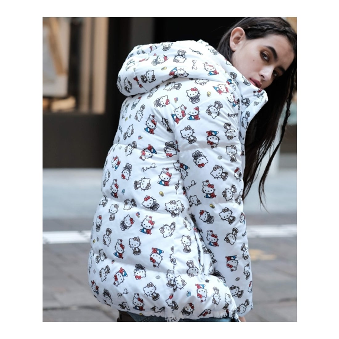 Ninamew Hello Kitty フード付き ダウンコート （WH） -ファッション