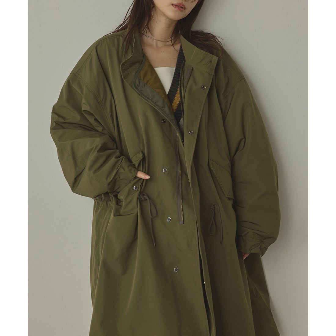 ノイア Noia TCブロード ロングモッズコート （カーキ