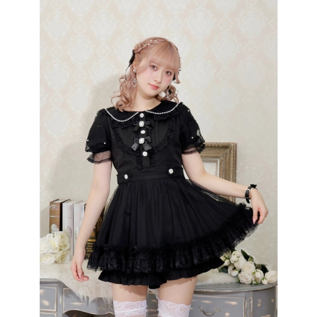 ノエミー NOEMIE メニーリボンドレッシーフレアセットアップ （黒