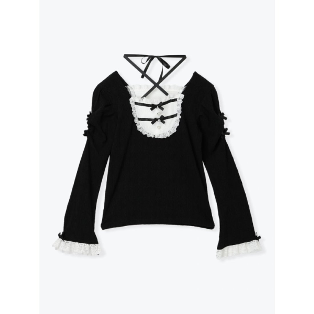 ノエミー NOEMIE フレアスリーブバックレースアップカットソー