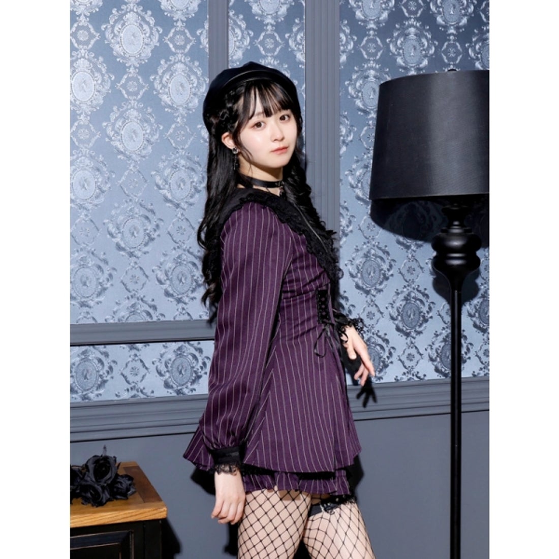 ノエミー NOEMIE ローズ刺繍レースアップセットアップ （黒